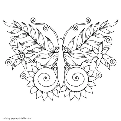 Difficult Printable Butterfly Coloring Pages For Adults
