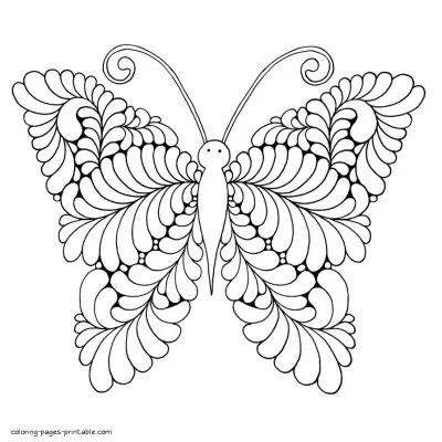 Unusual Butterfly. Adult Coloring Pages For Free