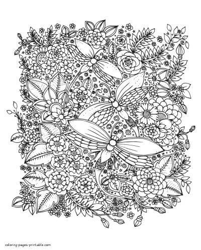 Difficult Coloring Pages. Marvelous Butterflies