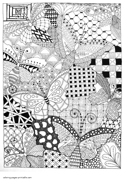 Hard Butterfly Coloring Page For Adults