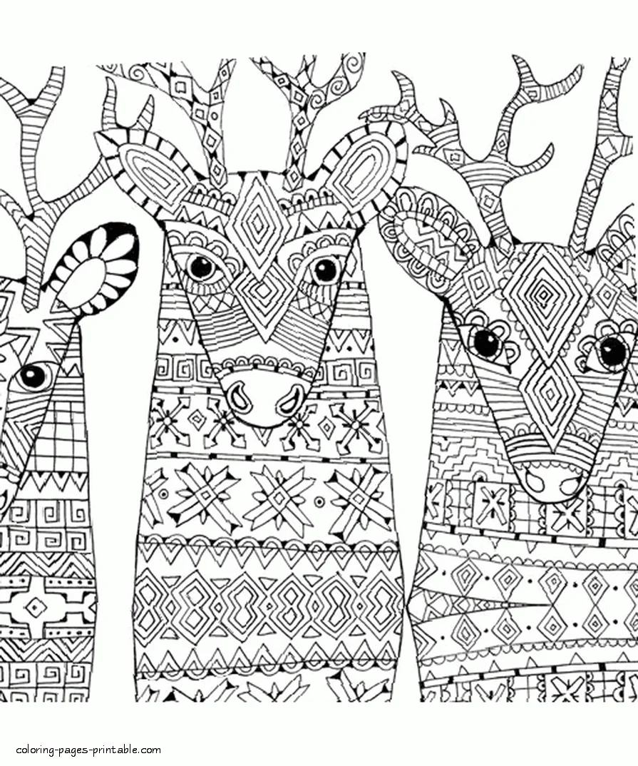 Christmas Colouring Pages For Adults Printable Free. Reindeer Christmas Colouring Pages For Adults Printable Free. Santa's Reindeer