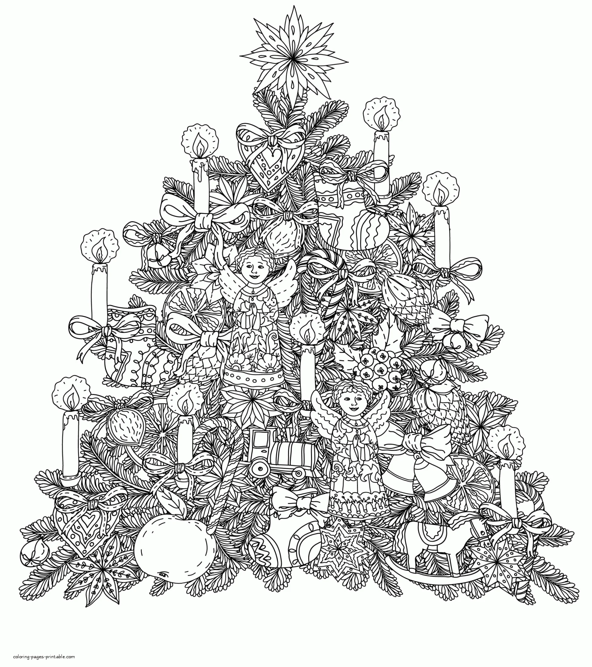 Printable Christmas Tree Coloring Pages For Adults Difficult Printable Christmas Tree Coloring Pages For Adults