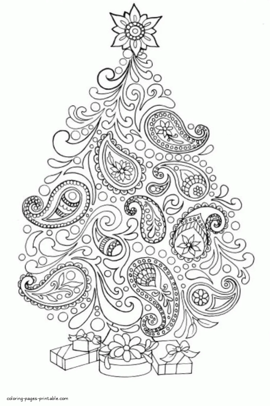 Difficult Christmas Tree Coloring Page Difficult Christmas Tree Coloring Page for older children