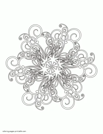 Snowflake Mandala For Christmas To Color by adult
