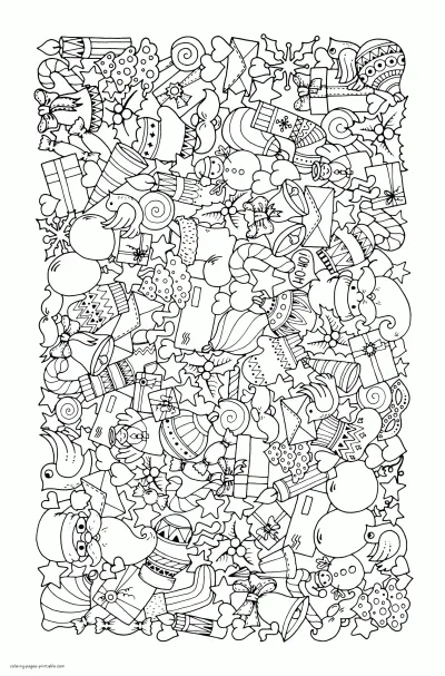 Christmas Doodle Coloring Sheet For Adults. Download it free