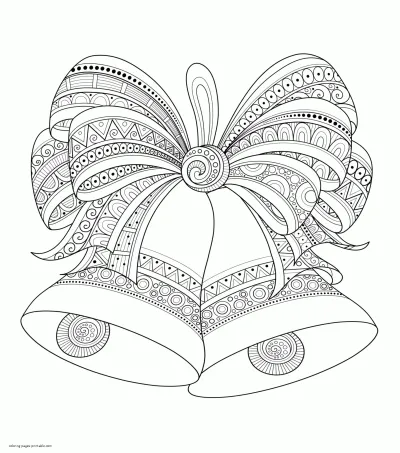 Christmas Bells Coloring Adult Page. Big sized
