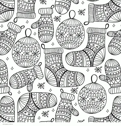 Free Christmas Coloring Pages To Print For Adults. Socks and ballons