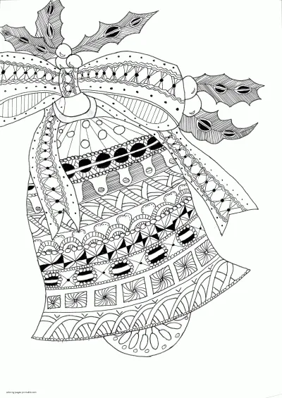 Zentangle Adult Coloring Pages. The Christmas Bell