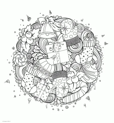 Coloring Pages For Adults Christmas. Suitable for a greeting card