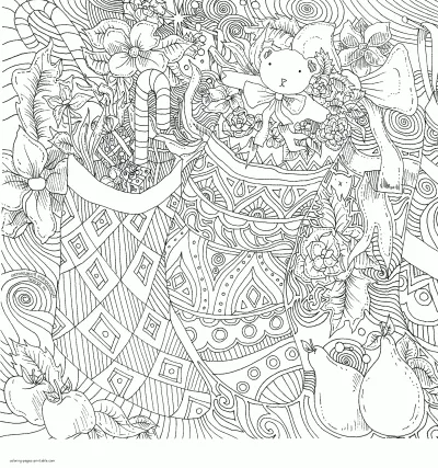 Christmas Socks Coloring Page For Adults. Print for free