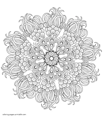 Mandala Adult Coloring Page To Print. Flowers