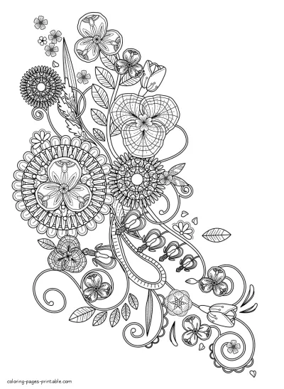Adult Colouring Book. Flowers To Print