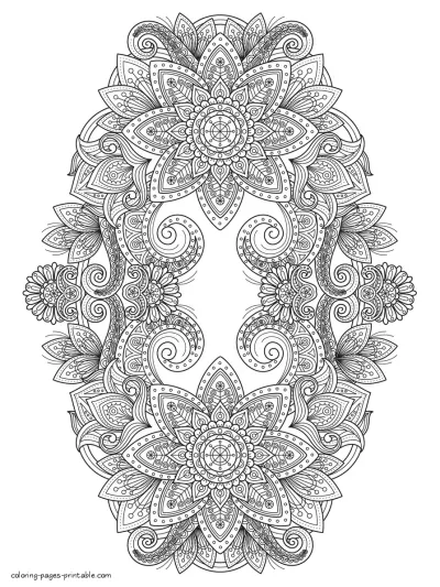 Difficult Adult Printable Coloring Pages. Abstract Flowers