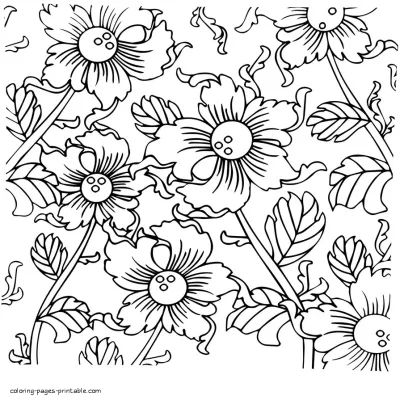 Spring Flowers Coloring Pages Printable For Adults