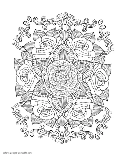 Roses Adult Coloring Page Free