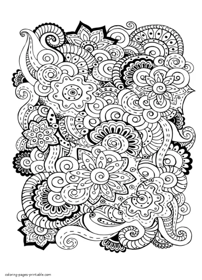 Complex Flower Coloring Pages Free