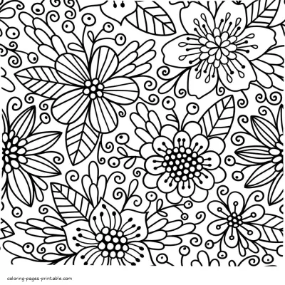 Flower Coloring Pictures For Adults. Printable Page