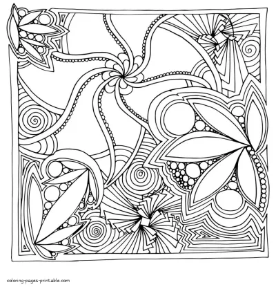 Abstract Flowers Coloring Pages For Adults