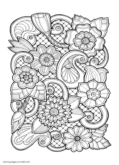 Printable Adult Coloring Flowers