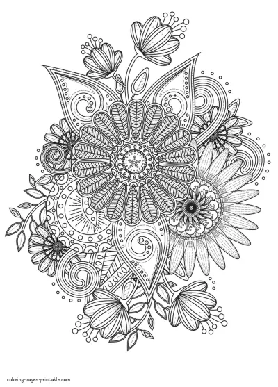 Intricate Flower Coloring Pages For Adults