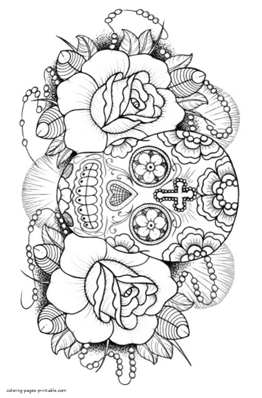 Sugar Skull Coloring Book For Adults Sugar Skull Printable Coloring Book For Adults
