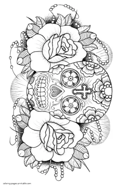 Sugar Skull Printable Coloring Book For Adults