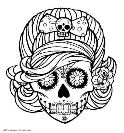Sugar Skull Coloring Pages For Adults Printable