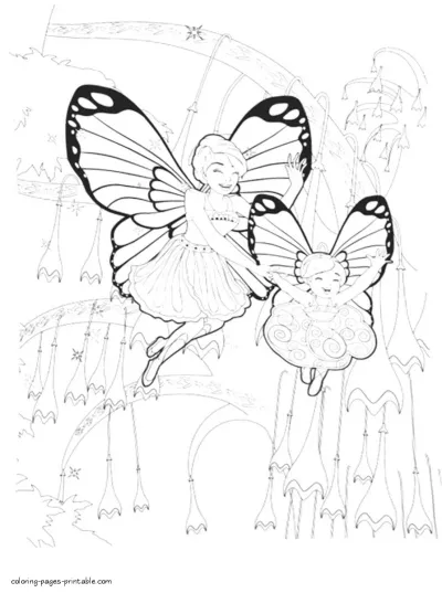 Printable Barbie Mariposa and The Fairy Princess coloring pages