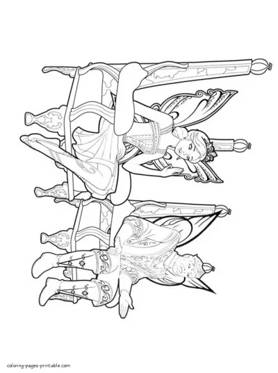 Barbie Mariposa and The Fairy Princess characters coloring pages