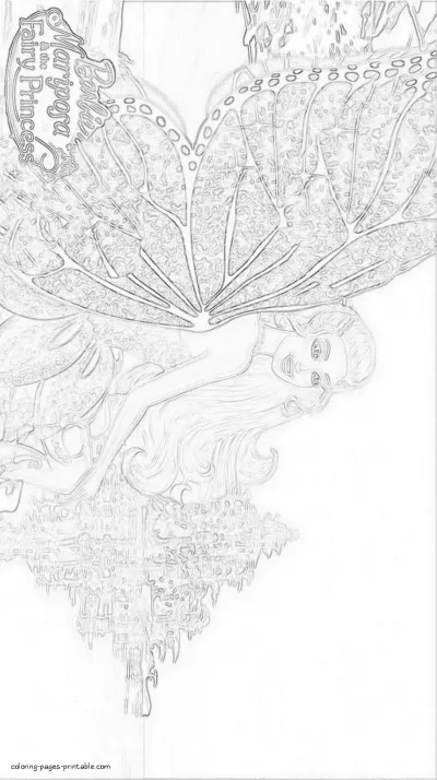 Free printable Barbie Mariposa & The Fairy Princess colouring pages