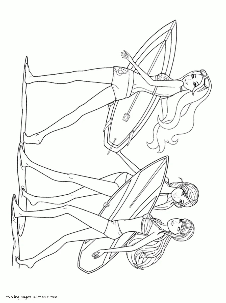 Printable Barbie in a Mermaid Tale coloring pages 3 Barbie surfing coloring pages
