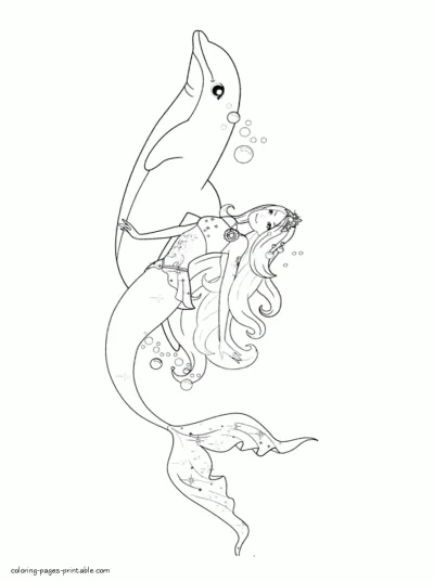 Printable coloring pages for girls. Barbie Mermaid Tale