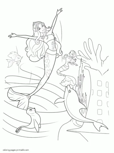 Barbie in a Mermaid Tale coloring printables for kids