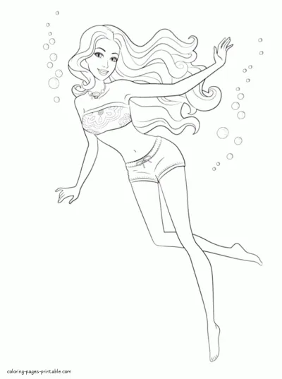 Barbie in a Mermaid Tale colouring pages under water