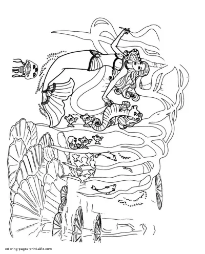 Printable colouring pages Barbie The Pearl Princess for little girls