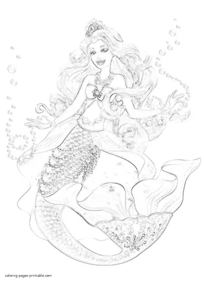 Barbie Pearl Princess. Printable girls coloring pages