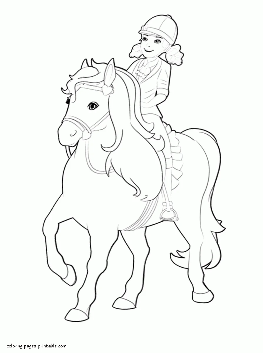 Barbie and Her Sisters in A Pony Tale coloring pages 8 Barbie Pony Tale printable coloring page