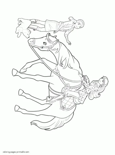 A Pony Tale and Barbie coloring page for girls