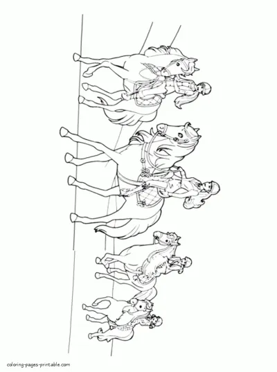 Cartoon coloring pages for girls. Barbie, Pony Tale