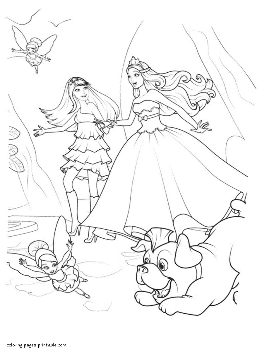 Barbie princess and The Popstar coloring page Printable Barbie princess and The Popstar coloring page