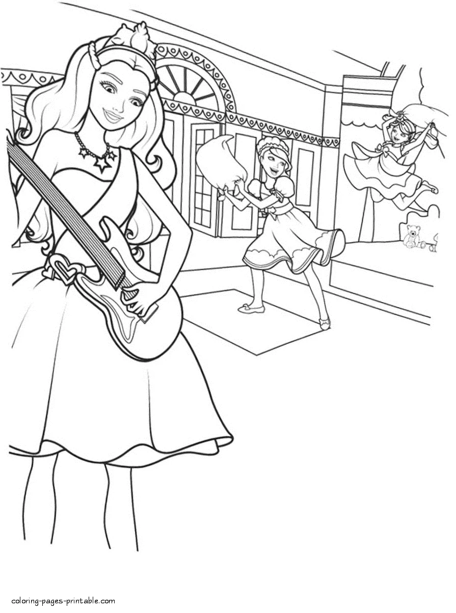 Printable coloring pages for girls. Barbie Popstar and Princess Printable coloring pages. Barbie Popstar and Princess