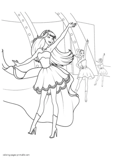 Barbie: The Princess & The Popstar colouring pages to print for free