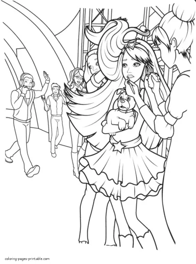 Barbie: The Princess and The Popstar main characters coloring pages
