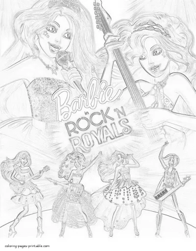 Barbie in Rock 'n Royals coloring pages for girls to print