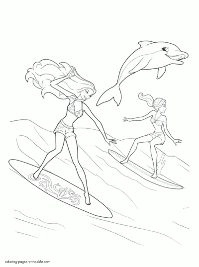 Coloring pages Barbie surfer