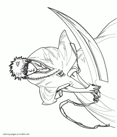Bleach coloring pages to print. Ichigo Kurosaki