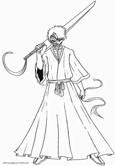 Ichigo Kurosaki coloring page from Bleach anime