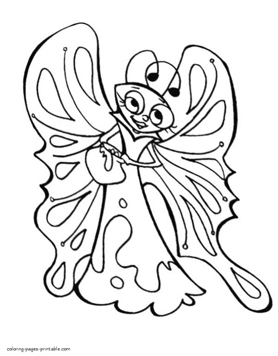 Butterfly coloring page Cartoon butterfly coloring page