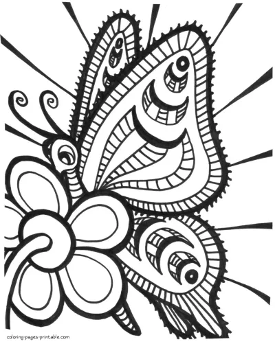 Difficult coloring pages of butterflies for adults