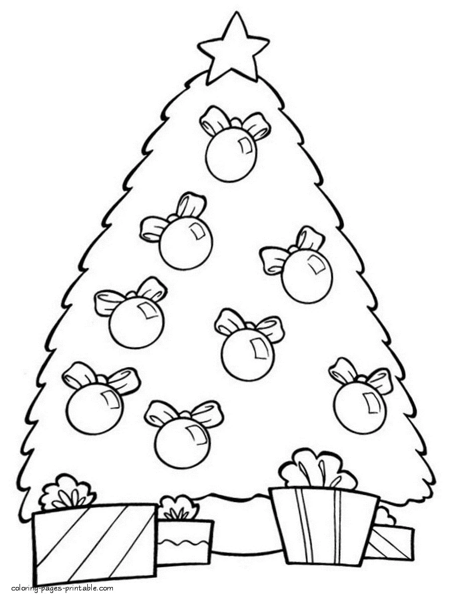Coloring pages Christmas tree Coloring pages decorated Christmas tree
